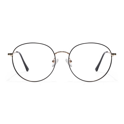 Thin Black & Golden Round Eyeglasses for Men & Women (2301GE1794-C5)