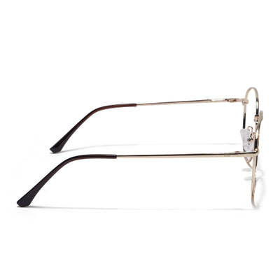 Thin Black & Golden Round Eyeglasses for Men & Women (2301GE1794-C5)