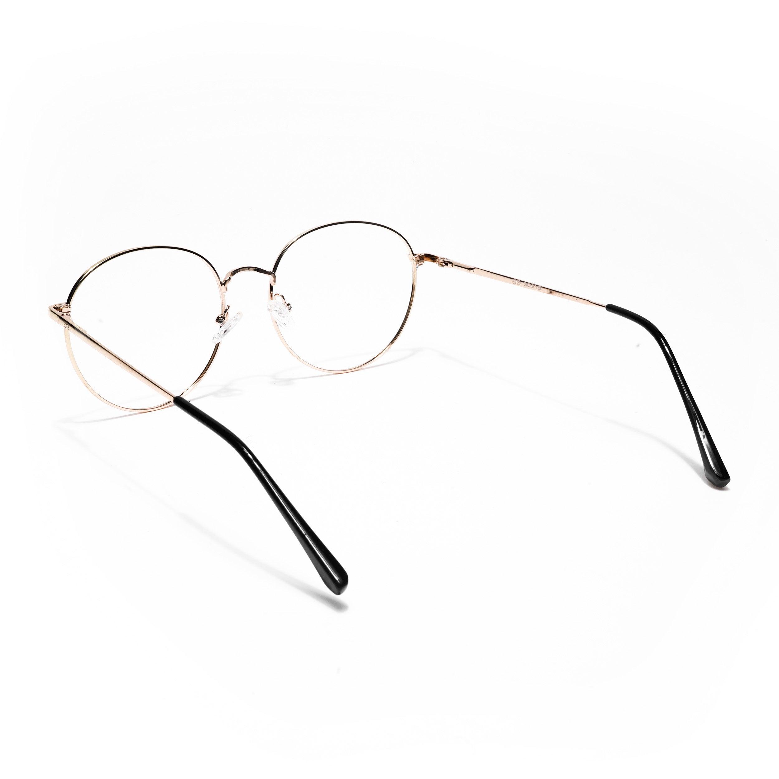 Thin Black & Golden Round Eyeglasses for Men & Women (2301GE1794-C5)
