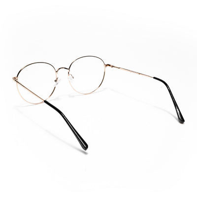 Thin Black & Golden Round Eyeglasses for Men & Women (2301GE1794-C5)