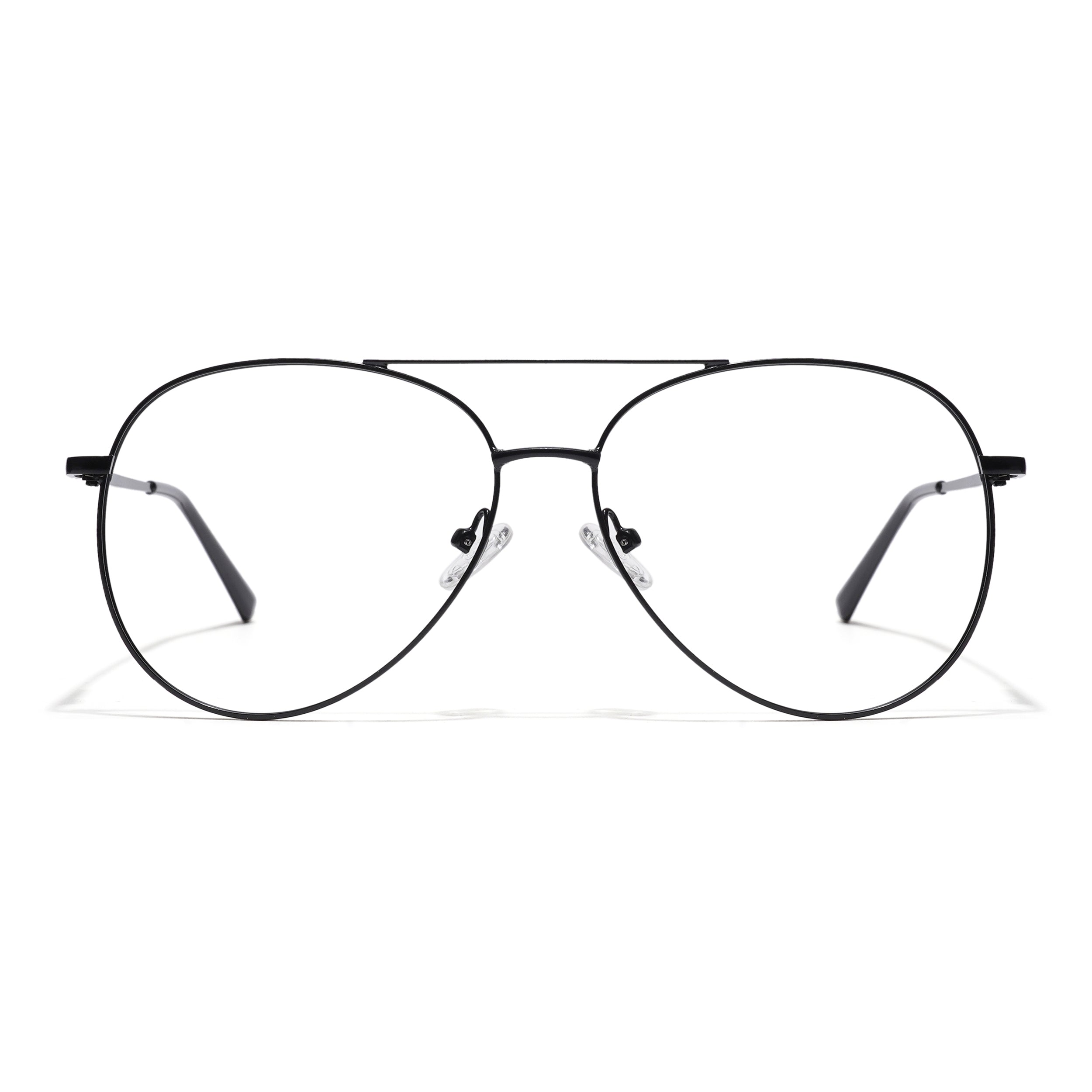 Thin Black Aviator Eyeglasses for Men & Women (2302GE1795-C1)