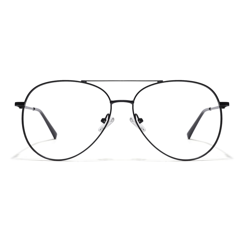 Thin Black Aviator Eyeglasses for Men & Women (2302GE1795-C1)