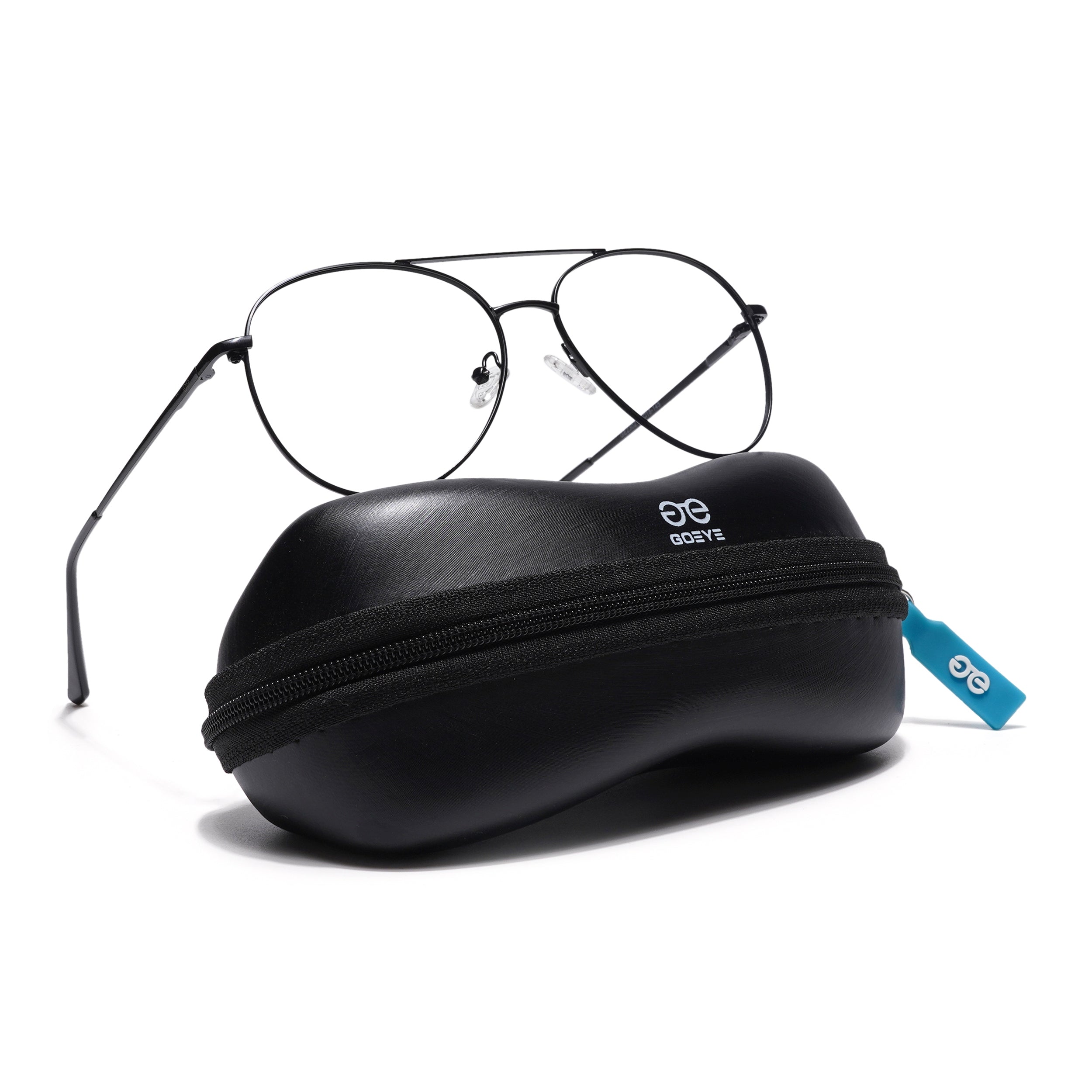 Thin Black Aviator Eyeglasses for Men & Women (2302GE1795-C1)