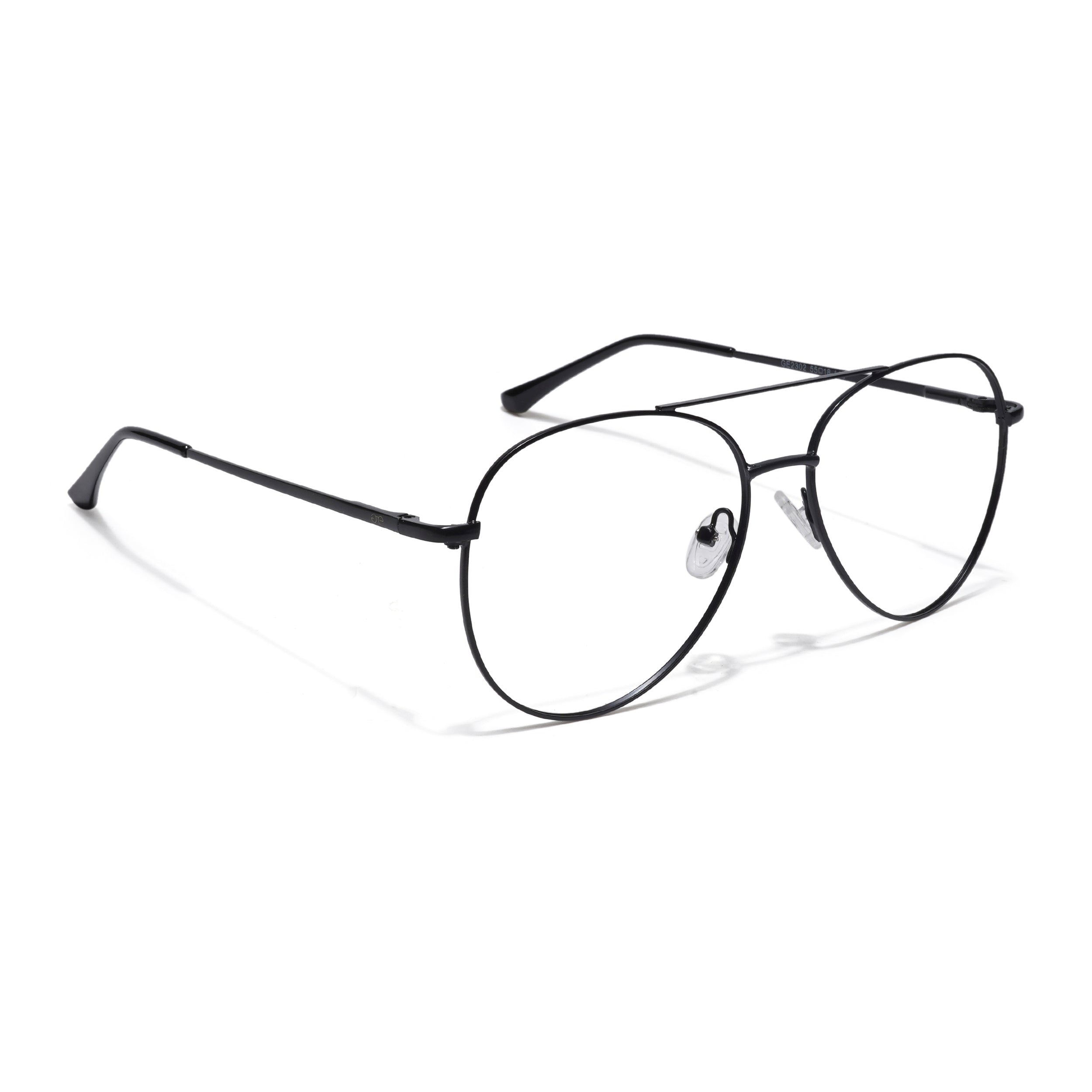 Thin Black Aviator Eyeglasses for Men & Women (2302GE1795-C1)
