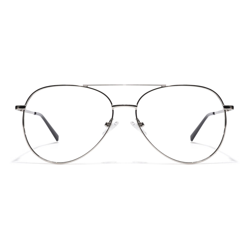 Thin Silver Aviator Eyeglasses for Men & Women (2302GE1796-C2)