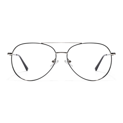 Goeye Thin Black & Silver Aviator Eyeglasses for Men & Women (2302GE1797-C3)