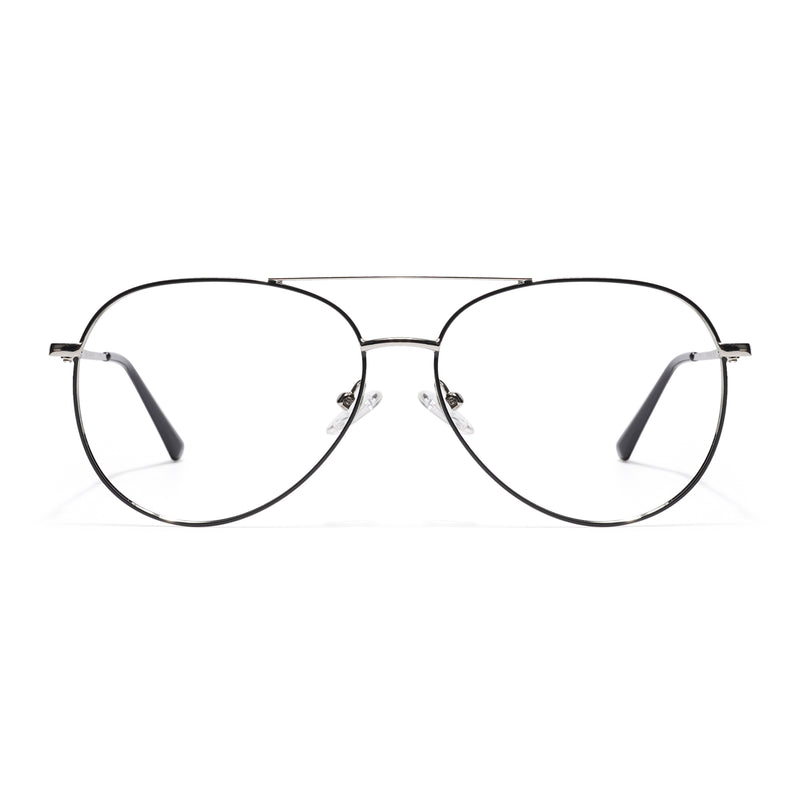 Goeye Thin Black & Silver Aviator Eyeglasses for Men & Women (2302GE1797-C3)