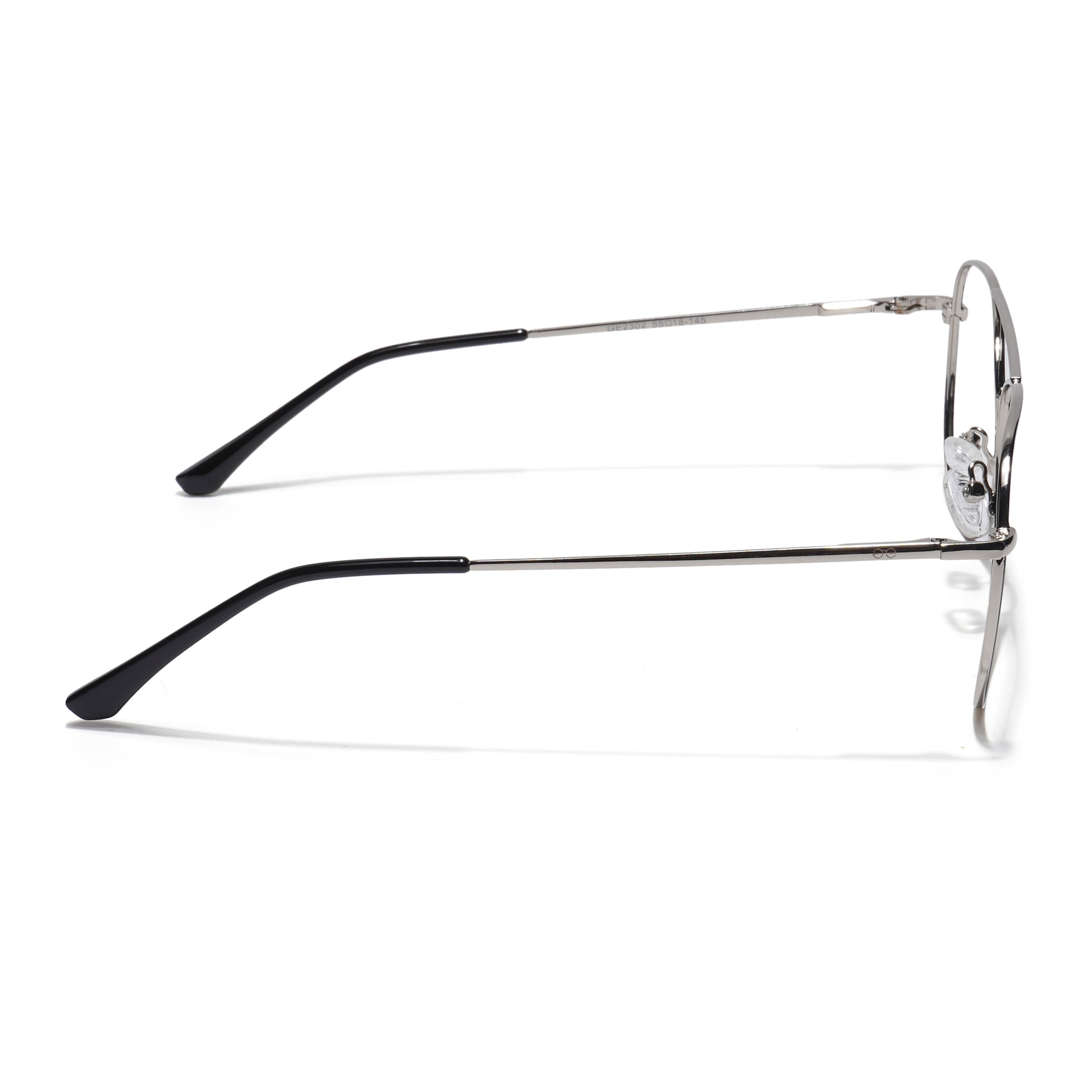 Thin Black & Silver Aviator Eyeglasses for Men & Women (2302GE1797-C3)