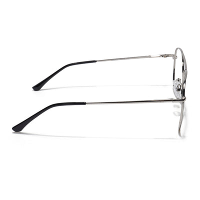 Thin Black & Silver Aviator Eyeglasses for Men & Women (2302GE1797-C3)