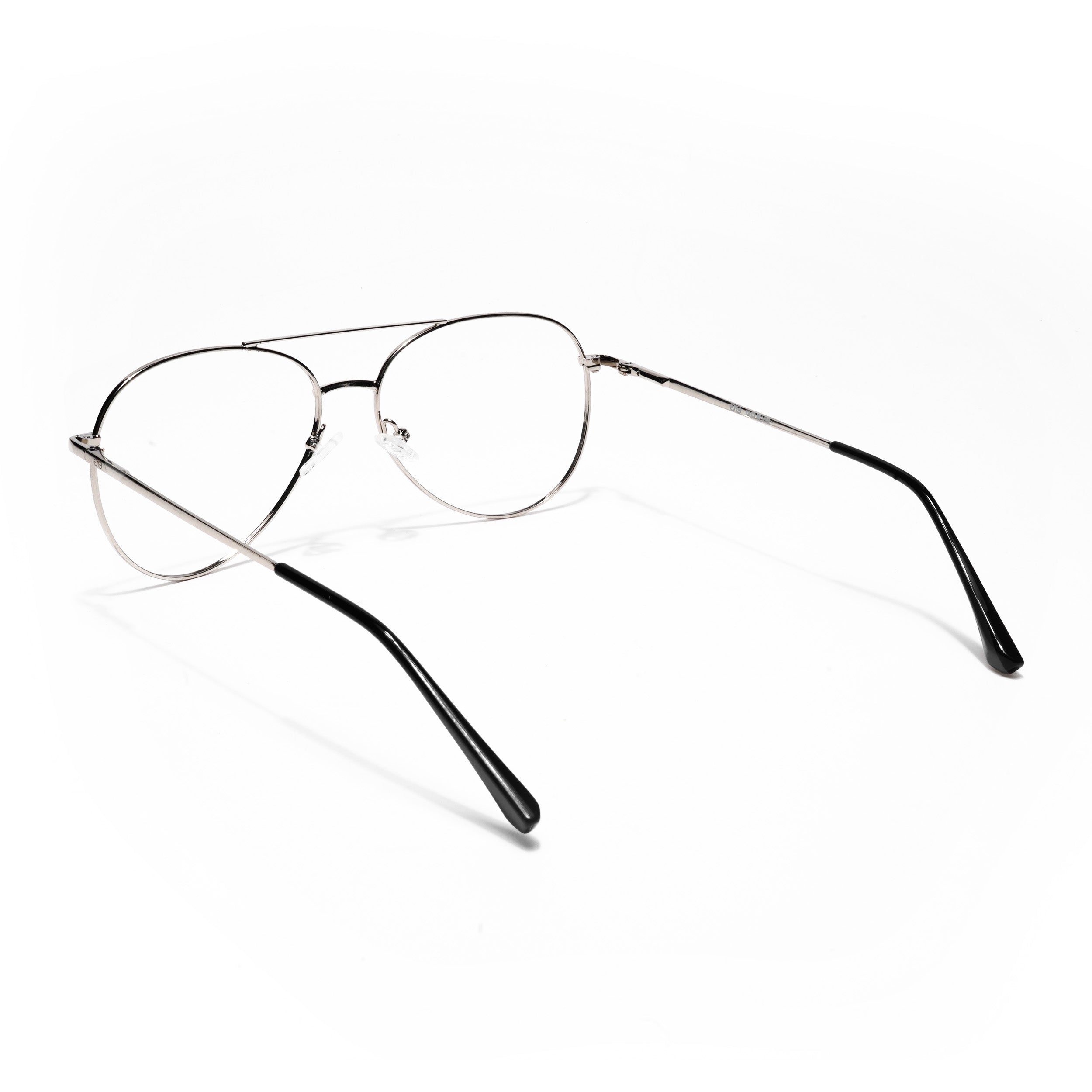 Thin Black & Silver Aviator Eyeglasses for Men & Women (2302GE1797-C3)