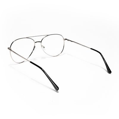 Goeye Thin Black & Silver Aviator Eyeglasses for Men & Women (2302GE1797-C3)