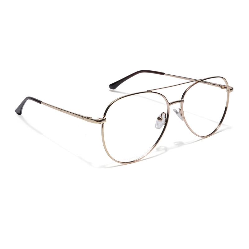 Thin Golden Aviator Eyeglasses for Men & Women (2302GE1798-C4)