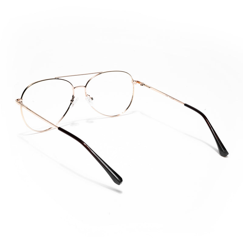 Thin Golden Aviator Eyeglasses for Men & Women (2302GE1798-C4)