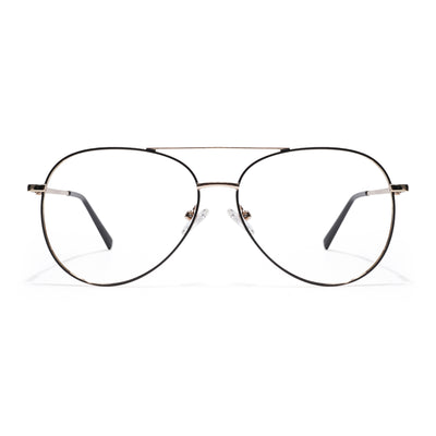 Goeye Thin Black & Golden Aviator Eyeglasses for Men & Women (2302GE1799-C5)