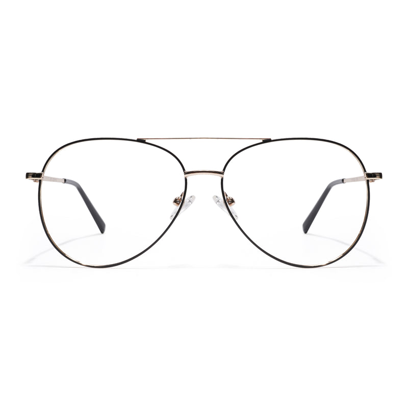 Goeye Thin Black & Golden Aviator Eyeglasses for Men & Women (2302GE1799-C5)