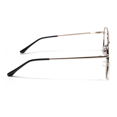 Thin Black & Golden Aviator Eyeglasses for Men & Women (2302GE1799-C5)