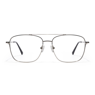 Thin Silver Wayfarer Eyeglasses for Men & Women (2303GE1801-C2)