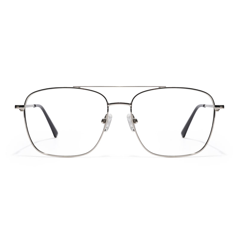 Thin Silver Wayfarer Eyeglasses for Men & Women (2303GE1801-C2)