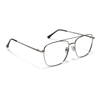 Thin Silver Wayfarer Eyeglasses for Men & Women (2303GE1801-C2)