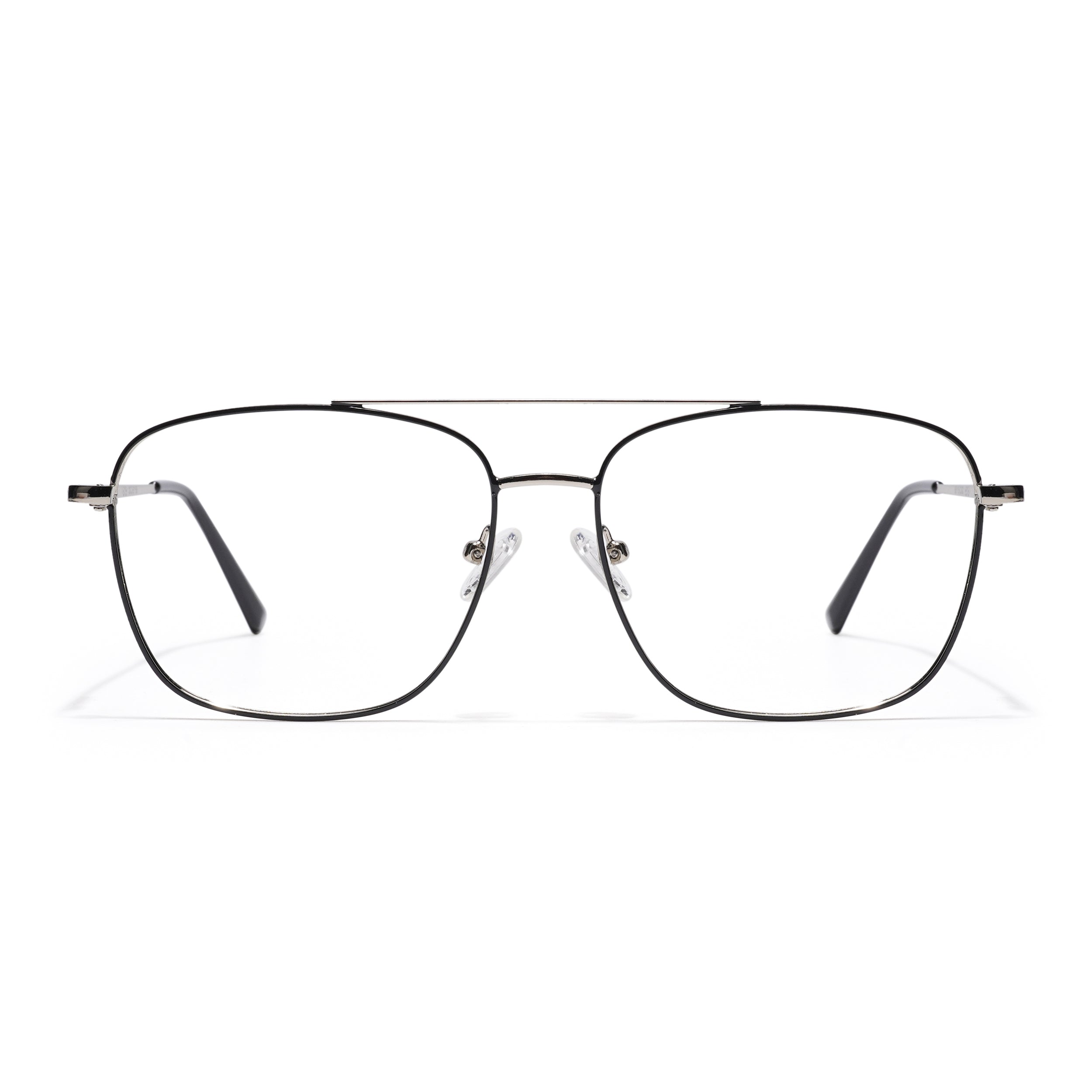 Thin Black & Silver Wayfarer Eyeglasses for Men & Women (2303GE1802-C3)