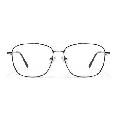 Thin Black & Silver Wayfarer Eyeglasses for Men & Women (2303GE1802-C3)
