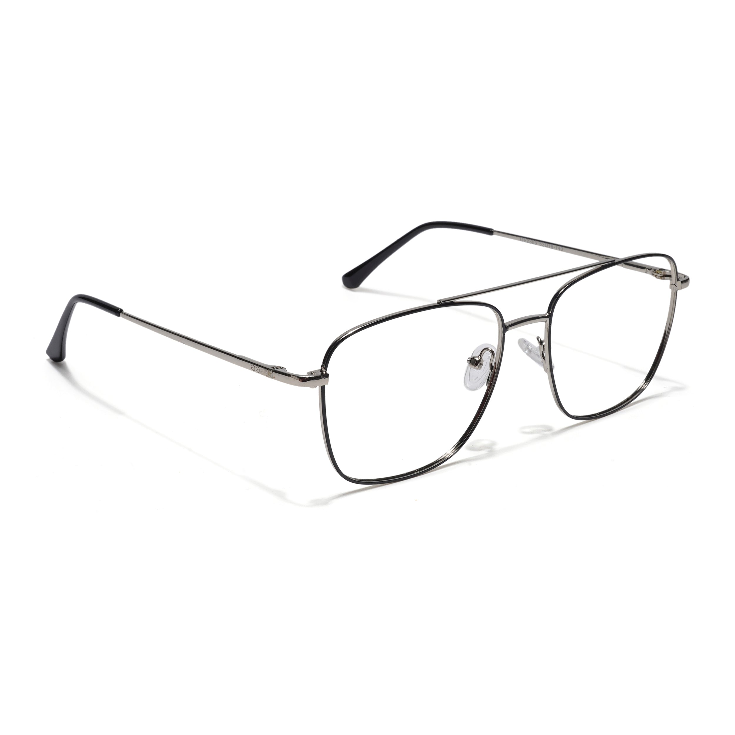Thin Black & Silver Wayfarer Eyeglasses for Men & Women (2303GE1802-C3)