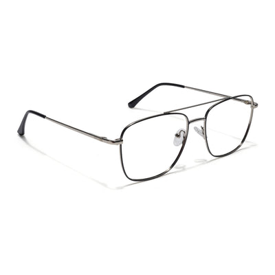 Thin Black & Silver Wayfarer Eyeglasses for Men & Women (2303GE1802-C3)