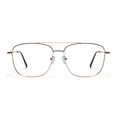 Thin Golden Wayfarer Eyeglasses for Men & Women (2303GE1803-C4)