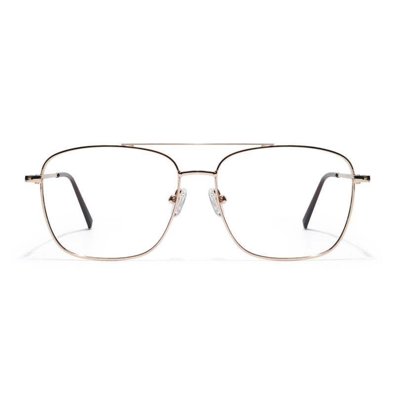 Thin Golden Wayfarer Eyeglasses for Men & Women (2303GE1803-C4)