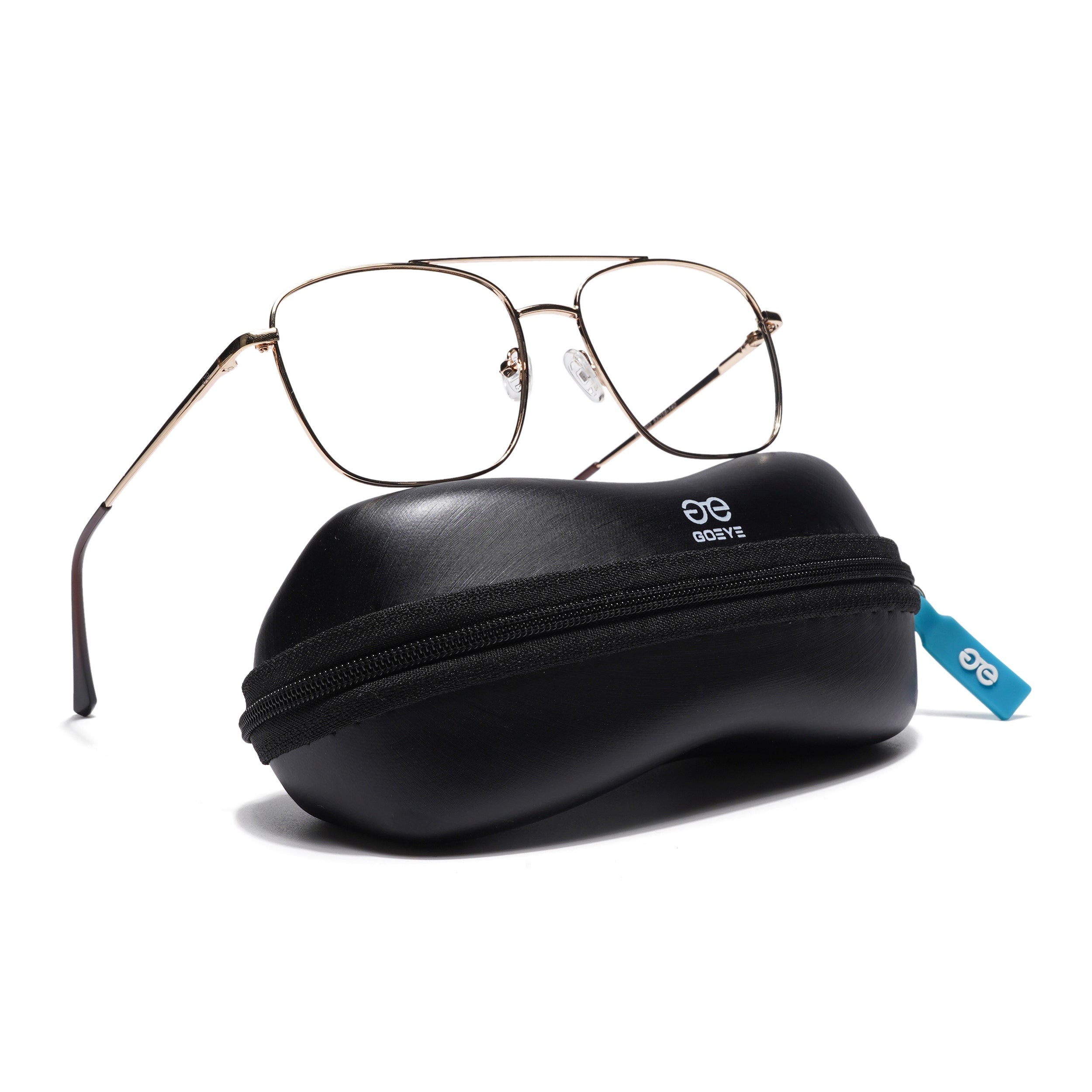 Thin Golden Wayfarer Eyeglasses for Men & Women (2303GE1803-C4)