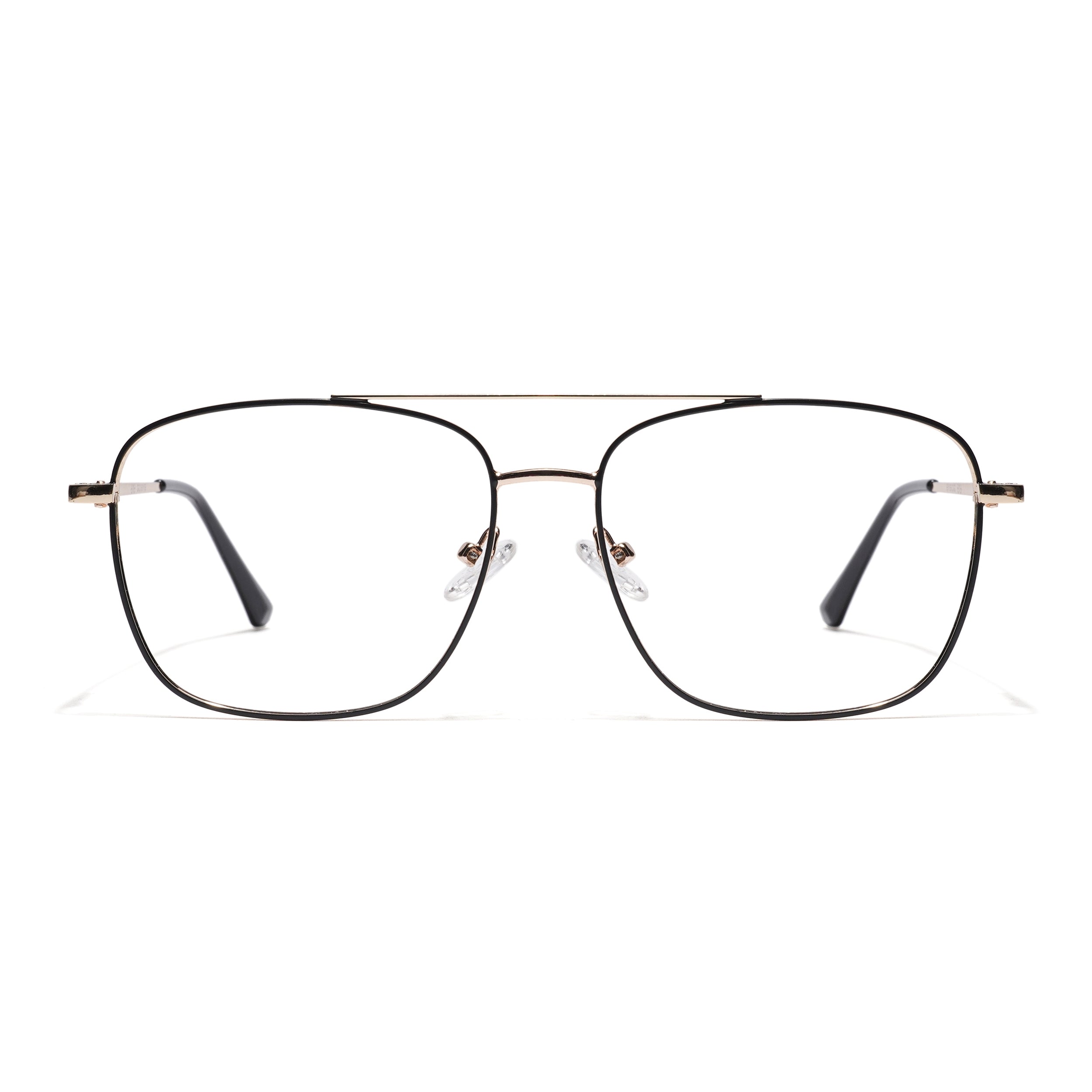 Thin Black & Golden Wayfarer Eyeglasses for Men & Women (2303GE1804-C5)