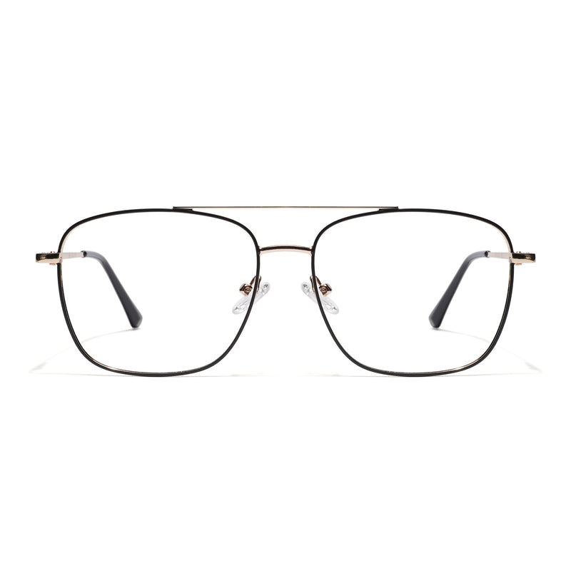 Thin Black & Golden Wayfarer Eyeglasses for Men & Women (2303GE1804-C5)