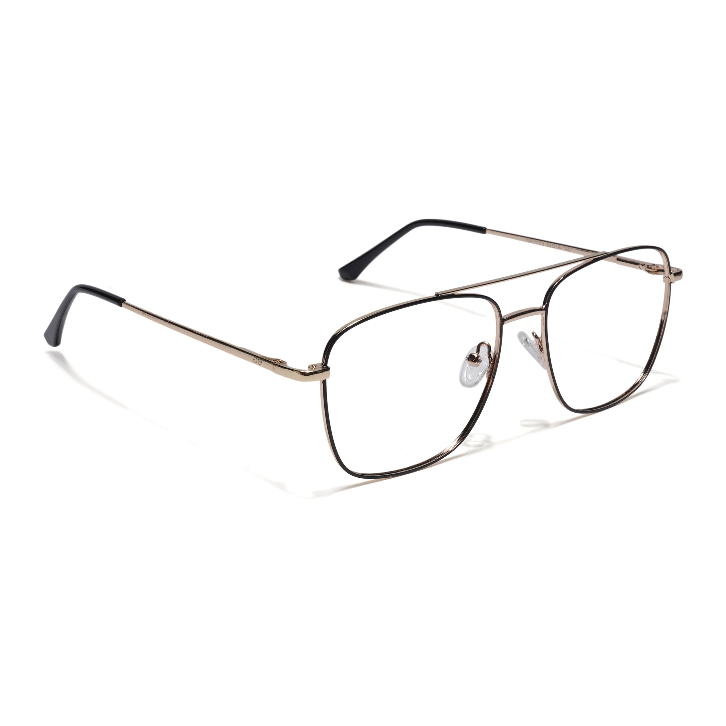 Thin Black & Golden Wayfarer Eyeglasses for Men & Women (2303GE1804-C5)