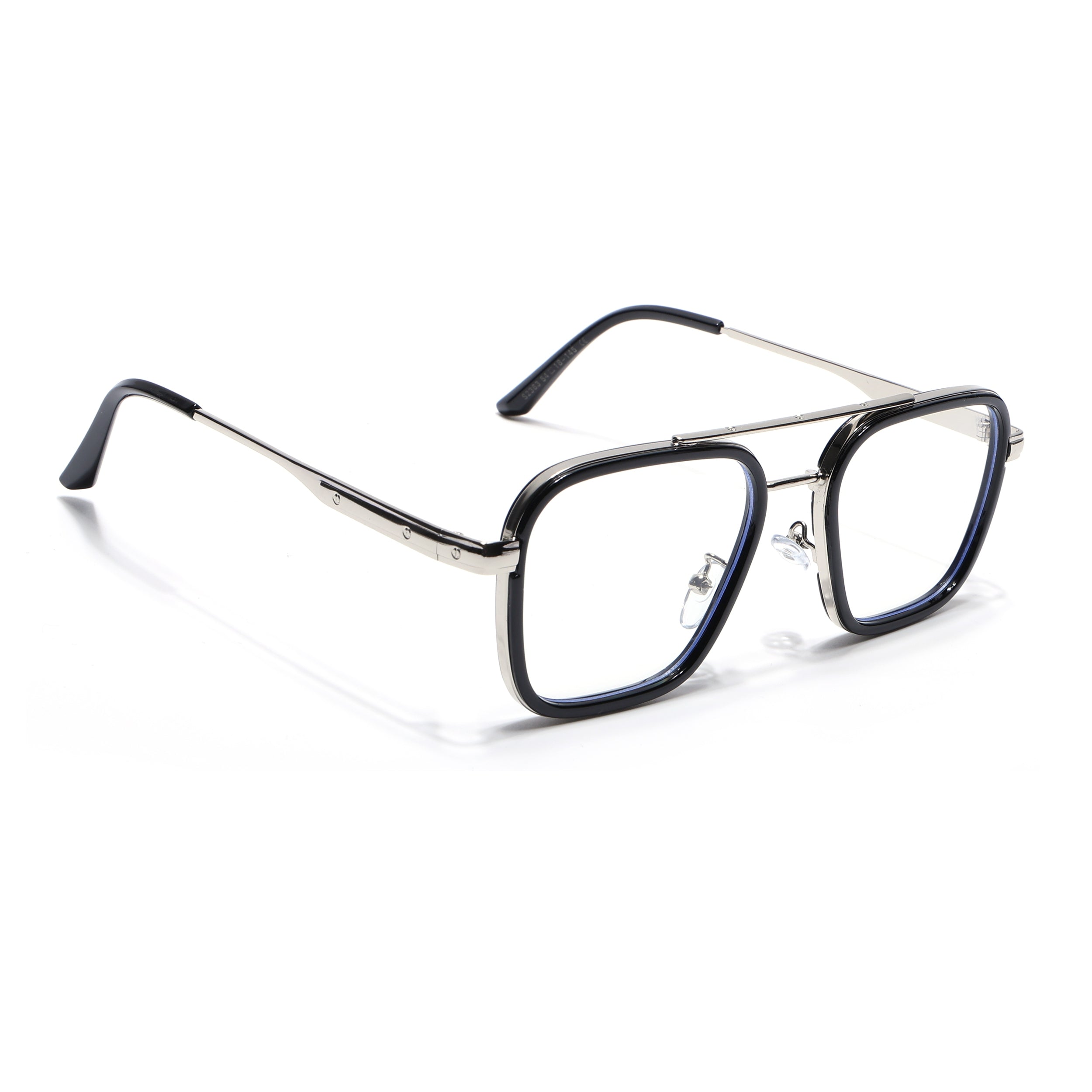 Voyage Maverick Silver & Black Wayfarer Eyeglasses for Men & Women (2363MG5079-C1)