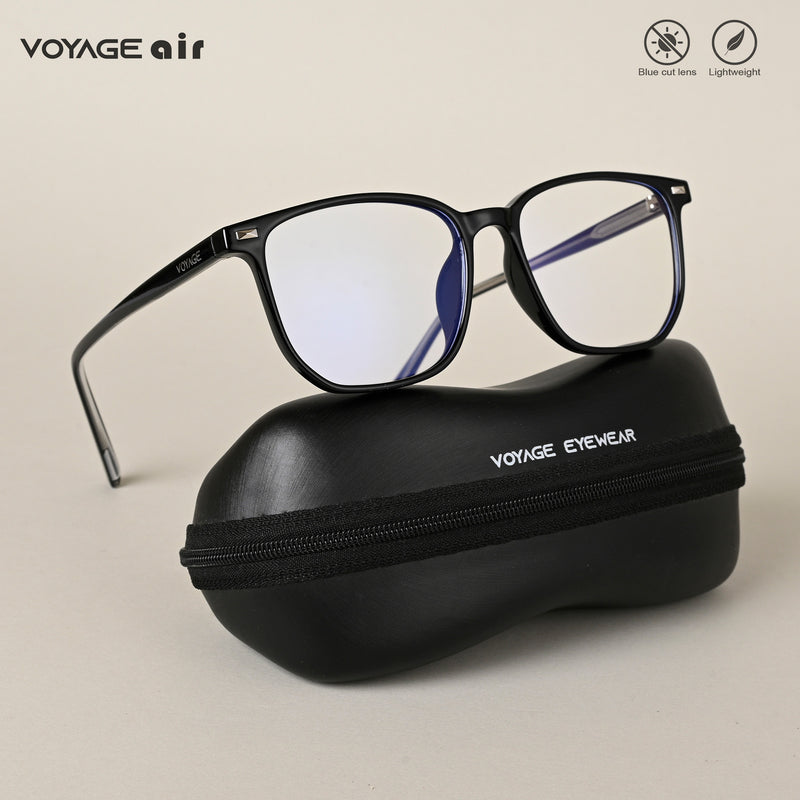 Voyage Air Shine Black Square Eyeglasses for Men & Women (88021MG4590-C1)