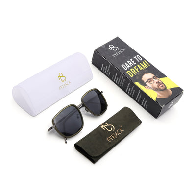 Eyejack Aura Green & Grey Square Polarized Sunglasses for Men & Women (2501PCL1466)