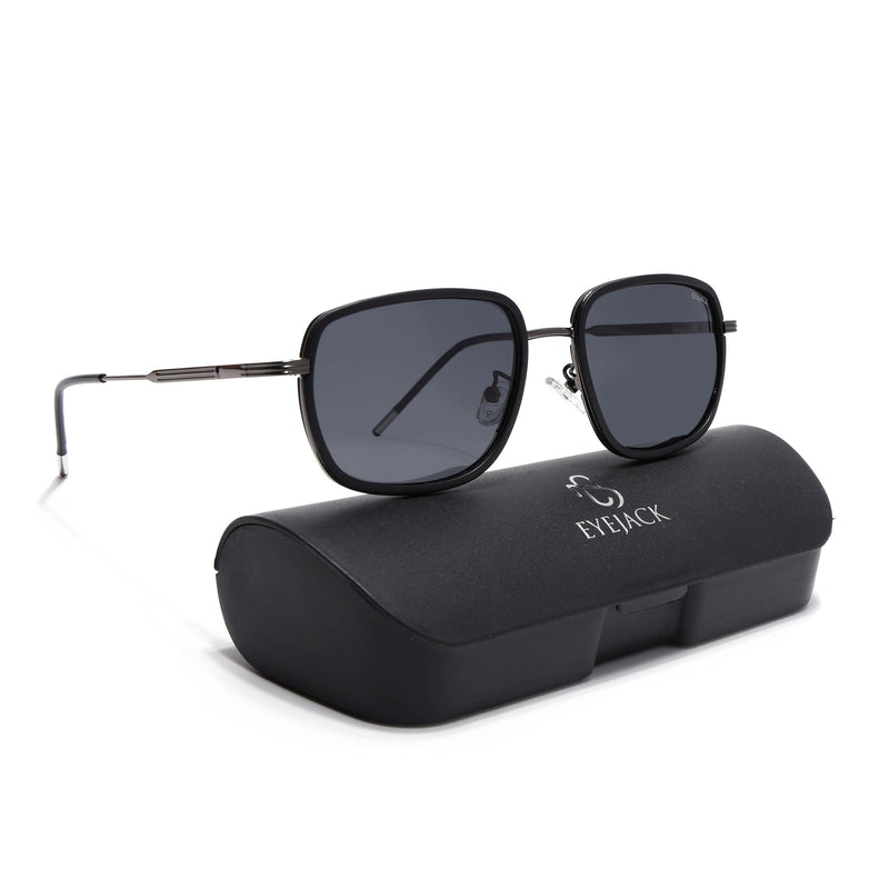 Eyejack Aura Black & Grey Square Polarized Sunglasses for Men & Women (2501PCL1461)