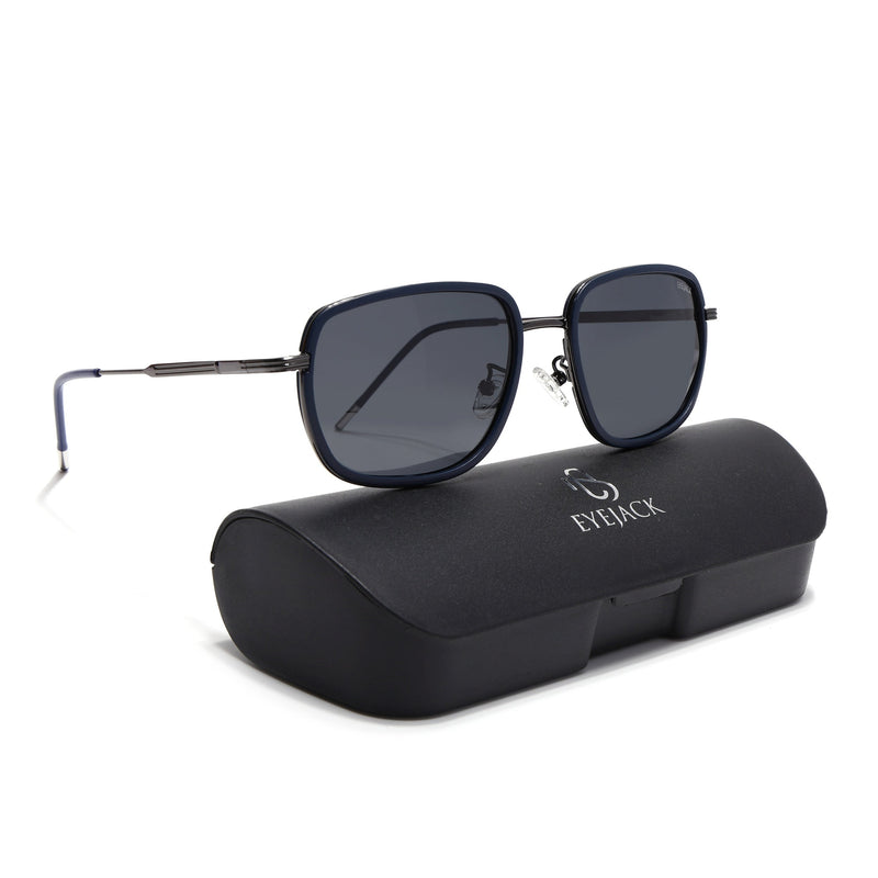 Eyejack Aura Blue & Grey Square Polarized Sunglasses for Men & Women (2501PCL1462)