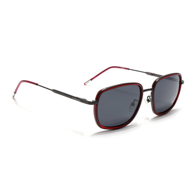 Eyejack Aura Red & Grey Square Polarized Sunglasses for Men & Women (2501PCL1463)