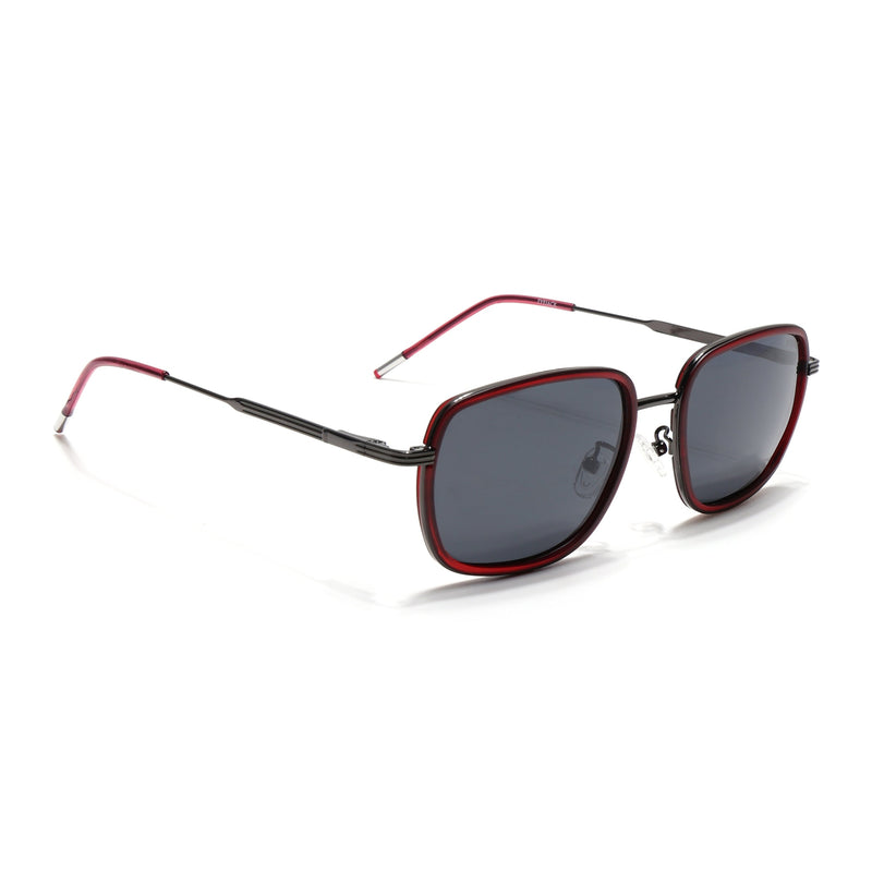 Eyejack Aura Red & Grey Square Polarized Sunglasses for Men & Women (2501PCL1463)