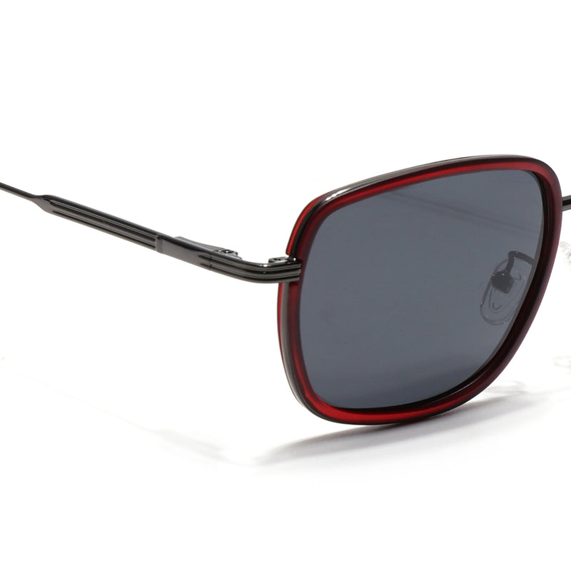 Eyejack Aura Red & Grey Square Polarized Sunglasses for Men & Women (2501PCL1463)