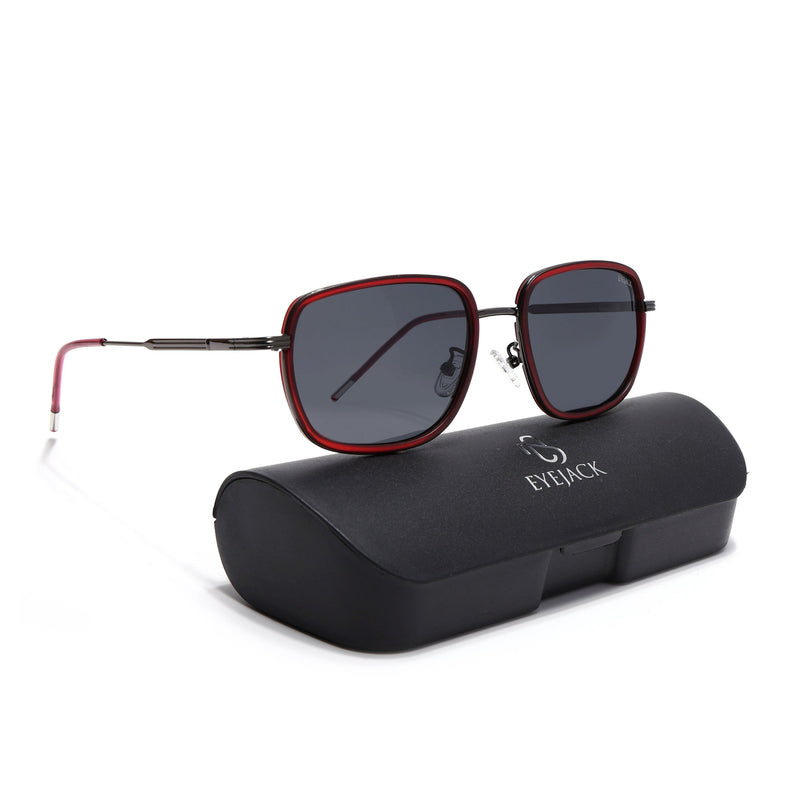Eyejack Aura Red & Grey Square Polarized Sunglasses for Men & Women (2501PCL1463)