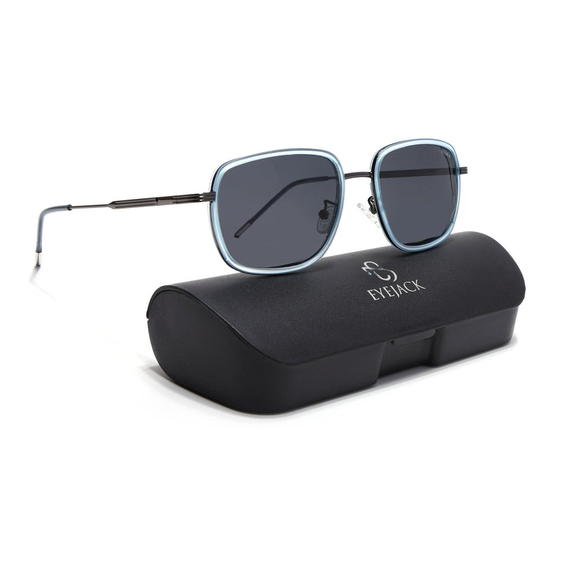 Eyejack Aura Sky Blue & Grey Square Polarized Sunglasses for Men & Women (2501PCL1464)