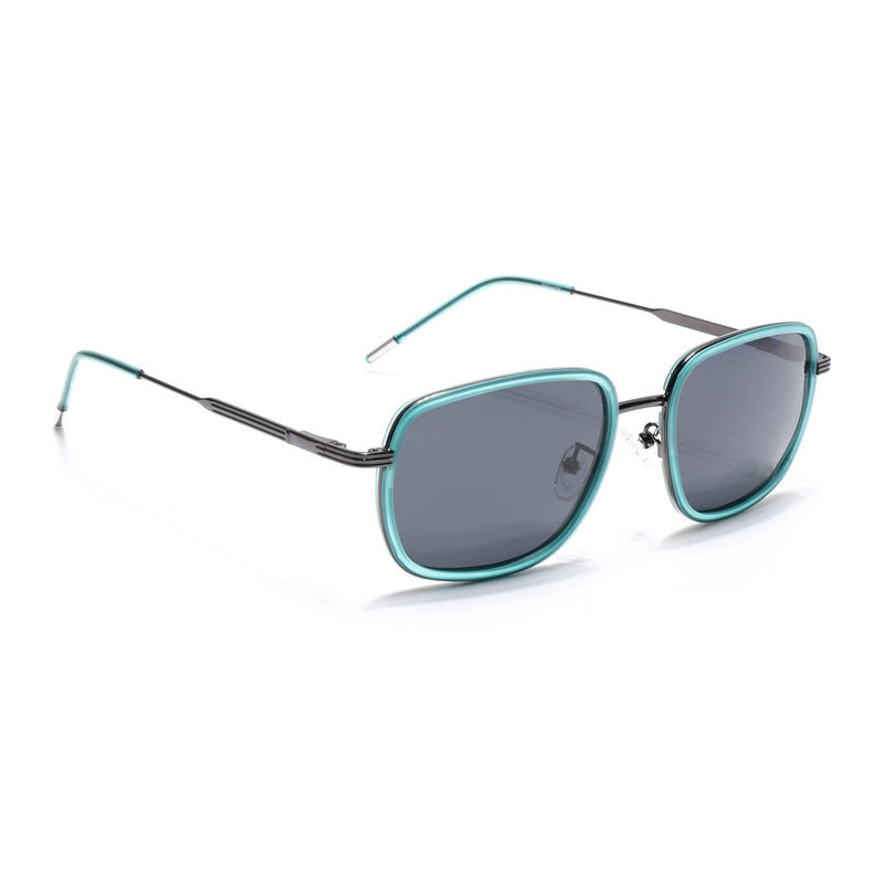Eyejack Aura Sea Green & Grey Square Polarized Sunglasses for Men & Women (2501PCL1465)