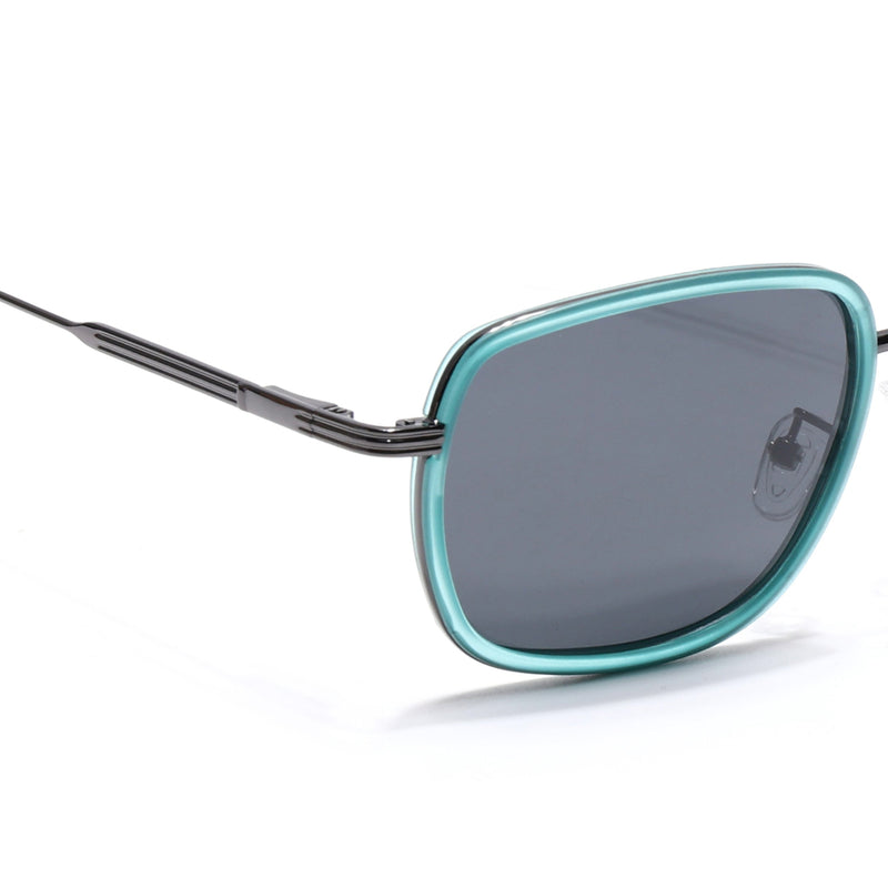 Eyejack Aura Sea Green & Grey Square Polarized Sunglasses for Men & Women (2501PCL1465)