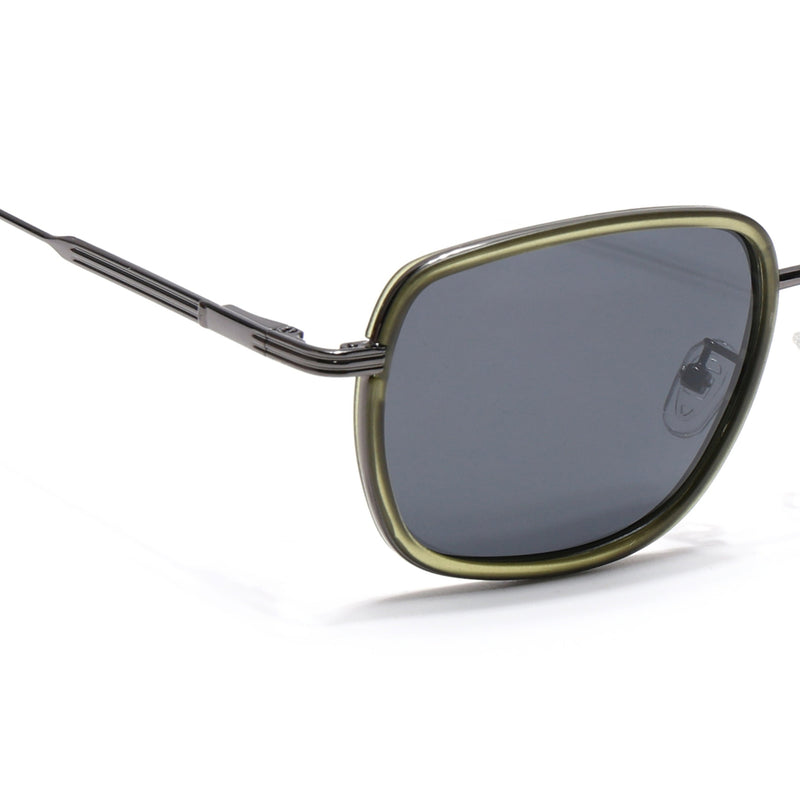 Eyejack Aura Green & Grey Square Polarized Sunglasses for Men & Women (2501PCL1466)