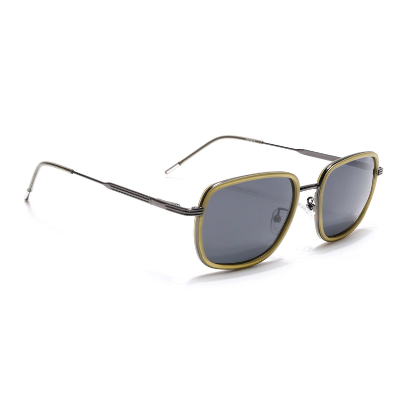Eyejack Aura Light Green & Grey Square Polarized Sunglasses for Men & Women (2501PCL1467)