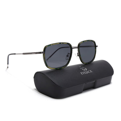 Eyejack Aura Olive & Grey Square Polarized Sunglasses for Men & Women (2501PCL1468)