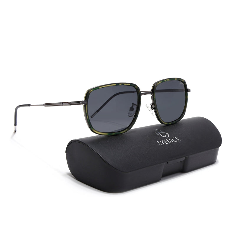Eyejack Aura Olive & Grey Square Polarized Sunglasses for Men & Women (2501PCL1468)