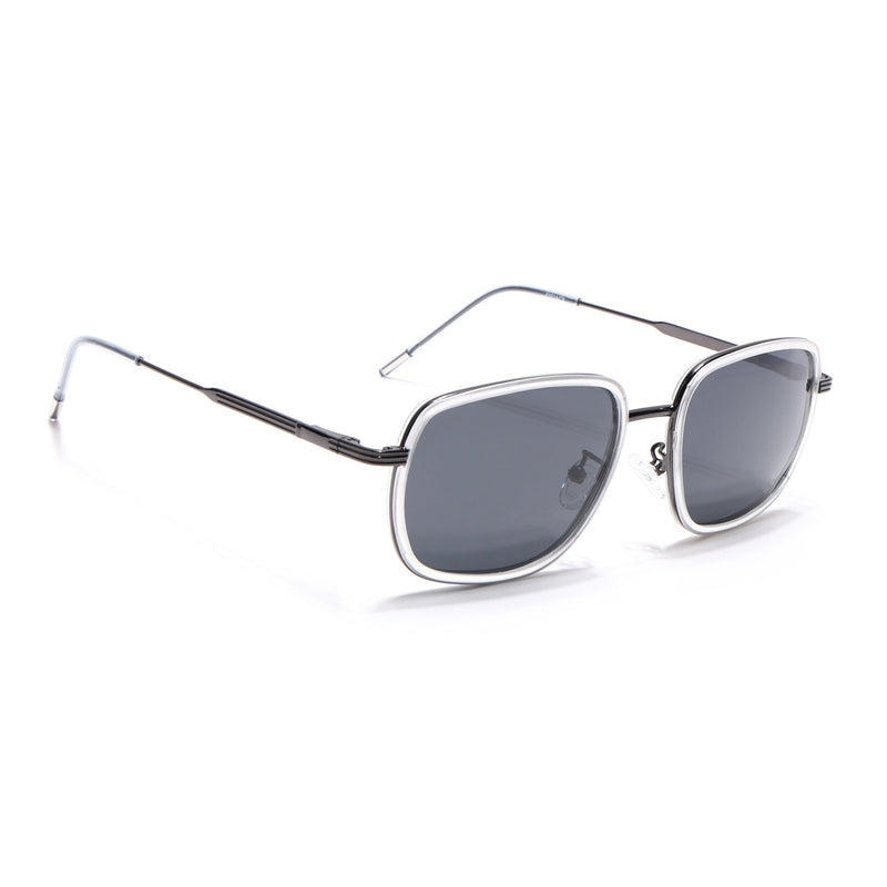 Eyejack Aura Transparent & Grey Square Polarized Sunglasses for Men & Women (2501PCL1469)